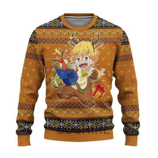 Demon Slayer Zenitsu Ugly Christmas Sweater Long Sleeved Tee