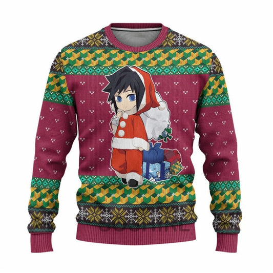 Demon Slayer Giyu Tomioka Ugly Christmas Sweater Long Sleeved Tee