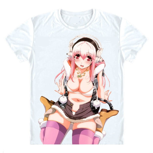 Super Sonico Unbuttoned Digital Printed T-Shirt