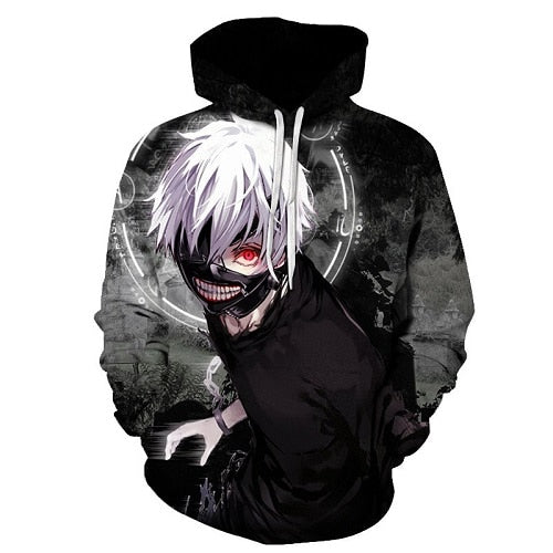 Tokyo Ghoul Kaneki Ken 3D Style Classic Hoodie.